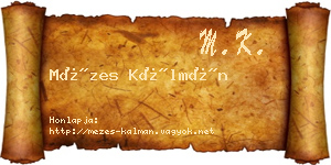 Mézes Kálmán névjegykártya